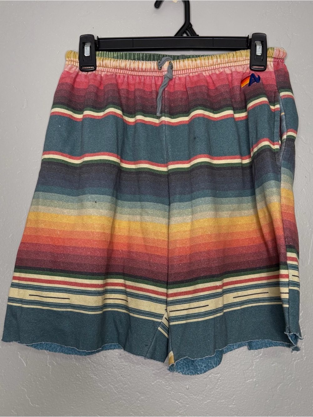 Aviator Nation Mens Cutt Off  Multi Stripe Multi Color Shorts Sz M